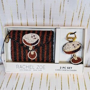 Rachel Zoe Beaded Espresso Martini Card Case + Bag Charm – 2pc Set | NWT